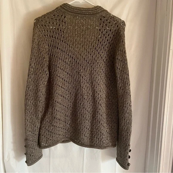 Chico’s Florence Caridigan Sweater Vanity Size 1 Gold Woven Mature Office Wear - Picture 3 of 8